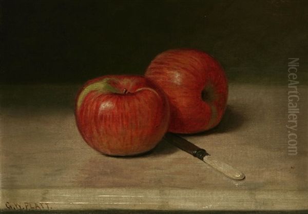 Still Life, Two Apples And A Knife Oil Painting by George W. Platt