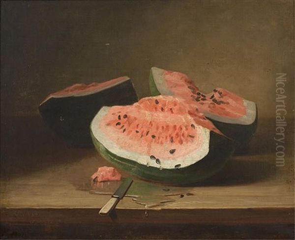 Still Life With Watermelon Oil Painting by George W. Platt