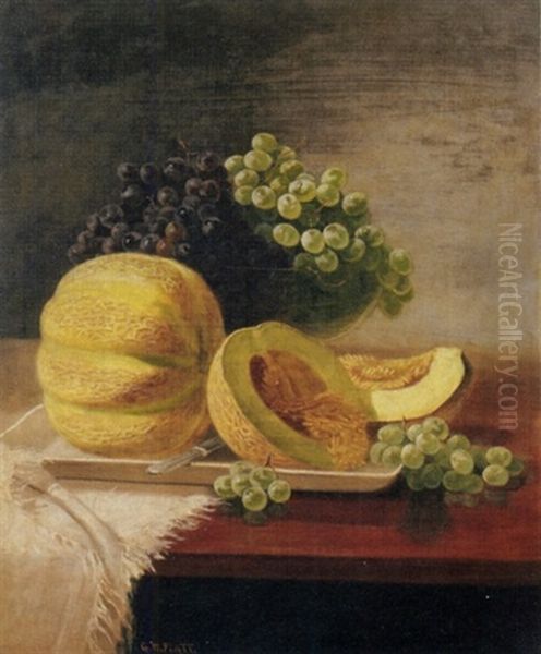 Still Life With Cantaloupe And Grapes Oil Painting by George W. Platt