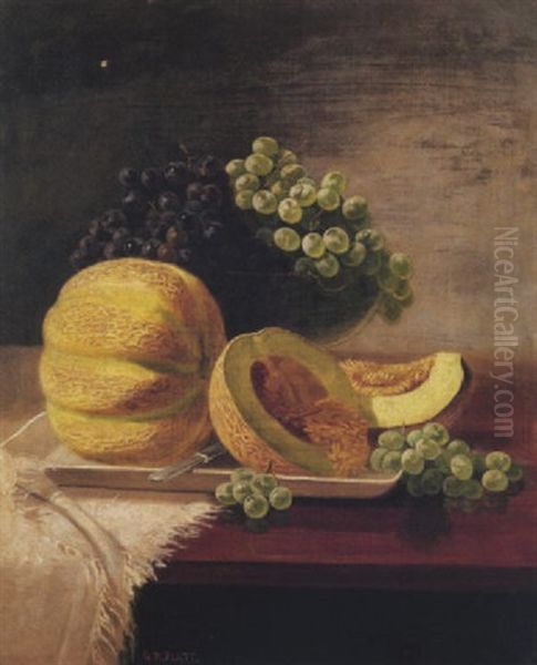 Still Life With Cantaloupe And Grapes Oil Painting by George W. Platt