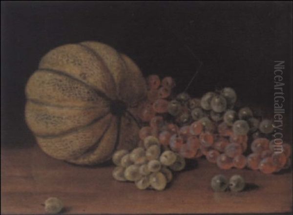 Still Life With Melon And Grapes Oil Painting by George W. Platt