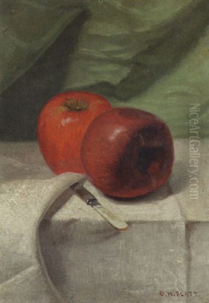 Still Life With Apples And Knife Oil Painting by George W. Platt