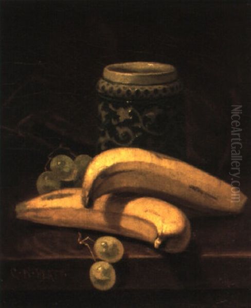 Still Life With Bananas, Grapes And Mug Oil Painting by George W. Platt