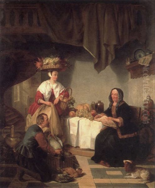 Stocking The Larder Oil Painting by Jean P. Plattel