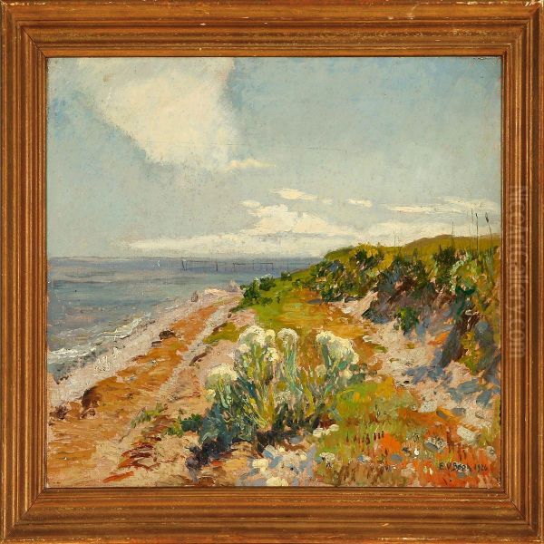 Coastal Scene On A Calm Summer Day Oil Painting by Einar Vilhelm Bogh