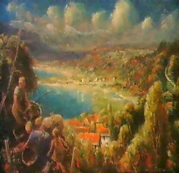 Luscherz Am Bielersee. Oil Painting by Walter Plattner