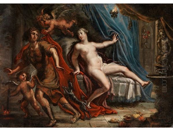 Josef Entzieht Sich Der Frau Des Potiphar Oil Painting by Johann Georg Platzer