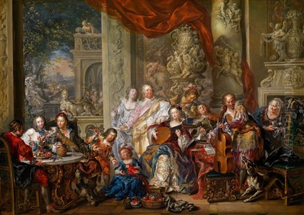 Konzert Im Palast Oil Painting by Johann Georg Platzer