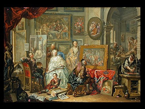 Das Atelier Des Malers by Johann Georg Platzer