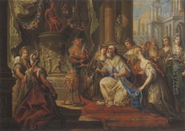 Salomon Opfert Den Gotzen Oil Painting by Johann Georg Platzer