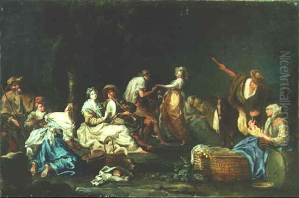 A Pastoral Scene With Figures Merrymaking Oil Painting by Johann Georg Platzer