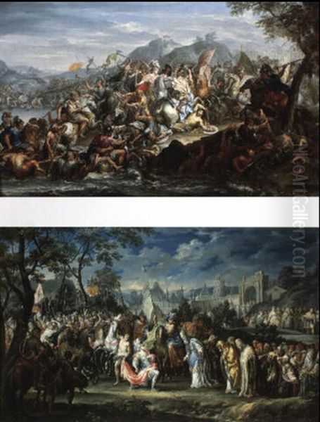 Le Passage Du Granique Oil Painting by Johann Georg Platzer