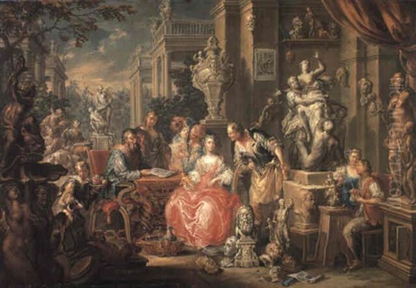 Allegory Of The Visual Arts Oil Painting by Johann Georg Platzer