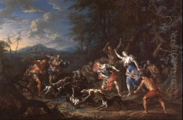 Die Jagd Des Meleager Und Der Atalante Oil Painting by Johann Georg Platzer