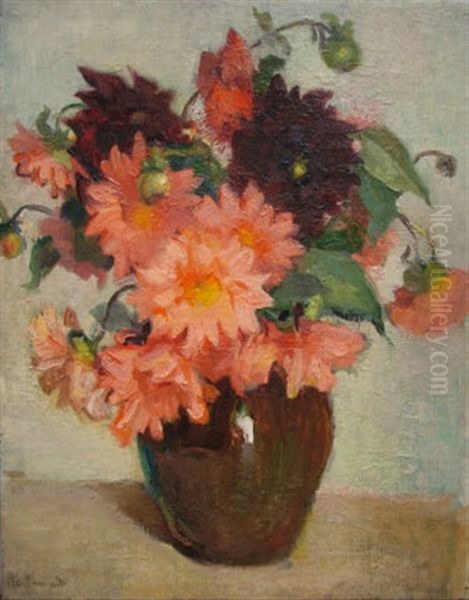 Still Life Of Flowers Oil Painting by Marcel Plaza-Ferrand