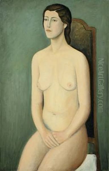 Seated Nude Woman Oil Painting by Erik Mauritz Plessen