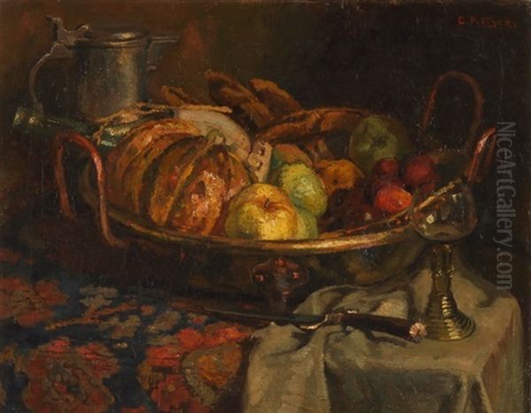 Fruchtestillleben Oil Painting by George Pletser