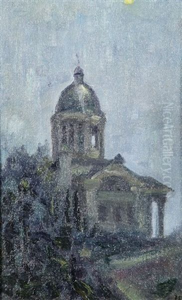 Kapelle In Der Nacht Oil Painting by Hermann Pleuer