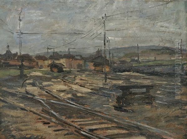 Rangierbahnhof Oil Painting by Hermann Pleuer