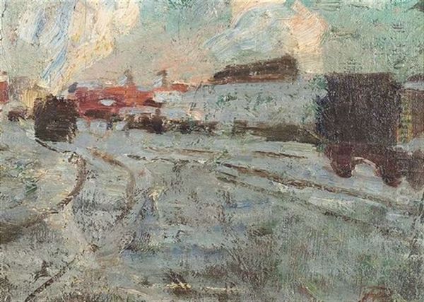 Nordbahnhof Im Schnee Oil Painting by Hermann Pleuer