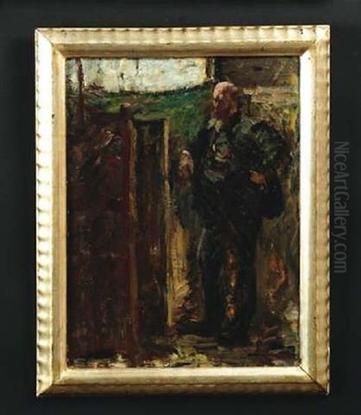 Portratstudie Des Kunstkritikers Hermann Tafel Oil Painting by Hermann Pleuer