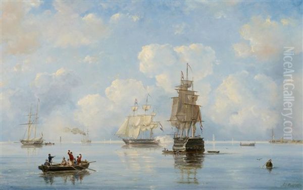 Salutschusse Vor Einem Hollandischen Hafen Oil Painting by Ary Pleyssier