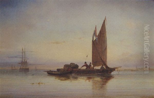 Shipping In A Calm Oil Painting by Ary Pleyssier