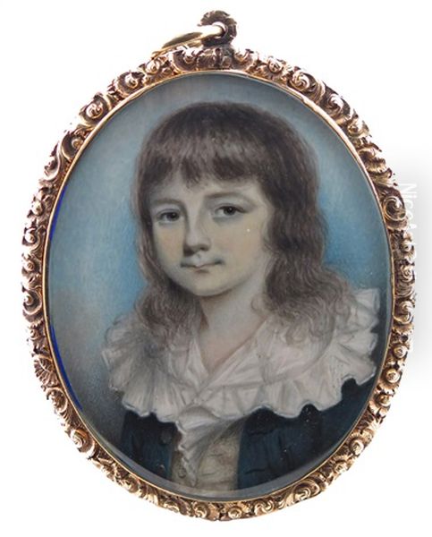 Portrait Miniature Of A Young Boy Oil Painting by Andrew Plimer