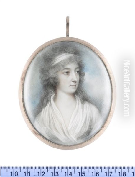 Mrs Charlotte Watlington (nee Nevinson) (1776-1840), Wearing White Dress And Fichu, Her Powdered Hair Dressed With A White Bandeau Oil Painting by Andrew Plimer