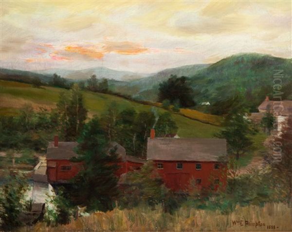 Mill Scene Oil Painting by William E. Plimpton