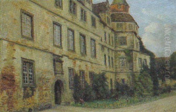 Schloss Vahrenholz Bei Vlotho An Der Weser Oil Painting by August H. Plinke