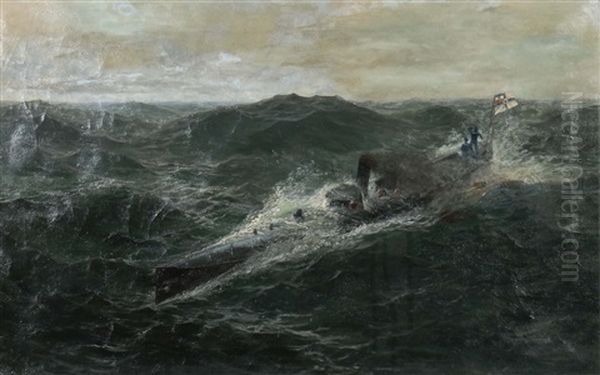 Torpedoboot Im Sturm Oil Painting by Hermann Christian Plock