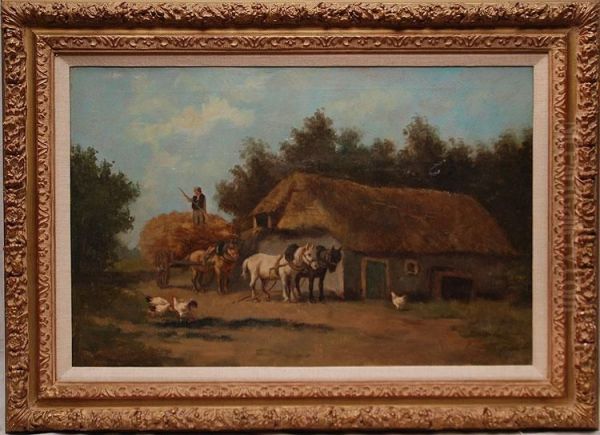 Haywagen Oil Painting by Hermanus Charles Christiaan Bogman