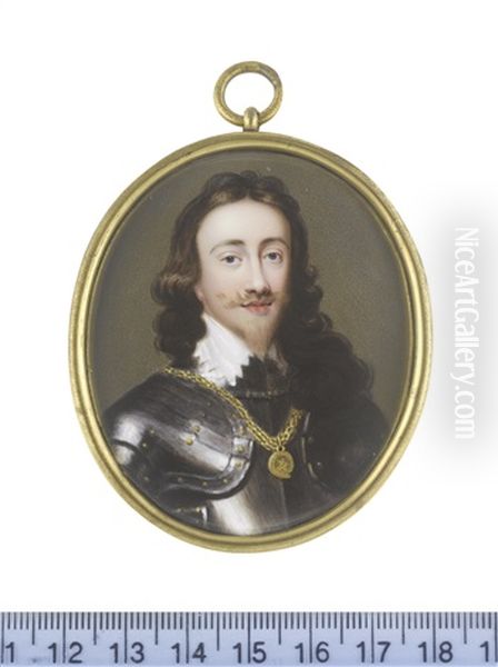 Charles I (1600-1649), King Of England, Scotland And Ireland (1625-1649), Wearing Breast Plate And Studded Pauldrons (after Sir Anthony Van Dyck) Oil Painting by John Plott