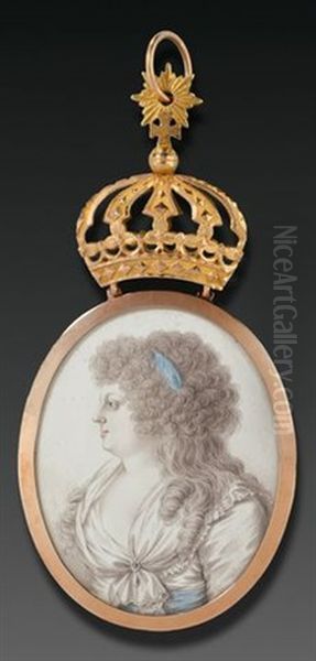 Breast Ornament With The Portrait Of Queen Friederike Luise Of Prussia, Born Hessen-darmstadt (1751-1805) Oil Painting by Hans Henrik Plotz