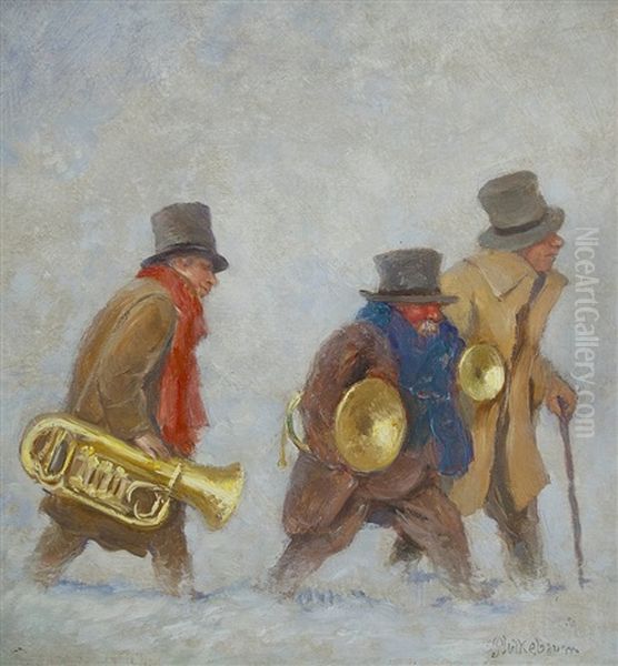 Drei Musikanten Im Schnee by Karl Plueckebaum