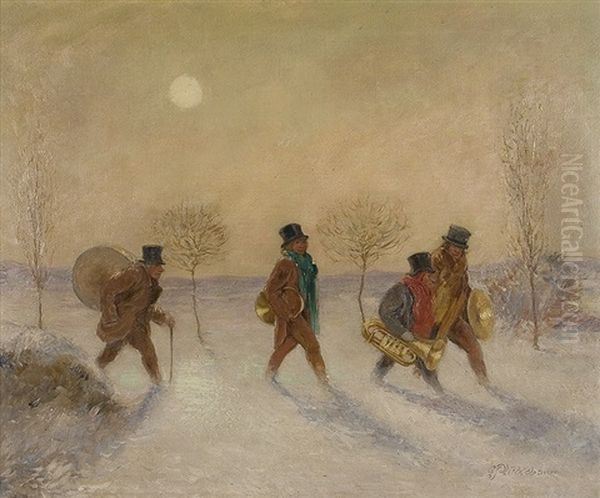 Musicians In The Snow by Karl Plueckebaum