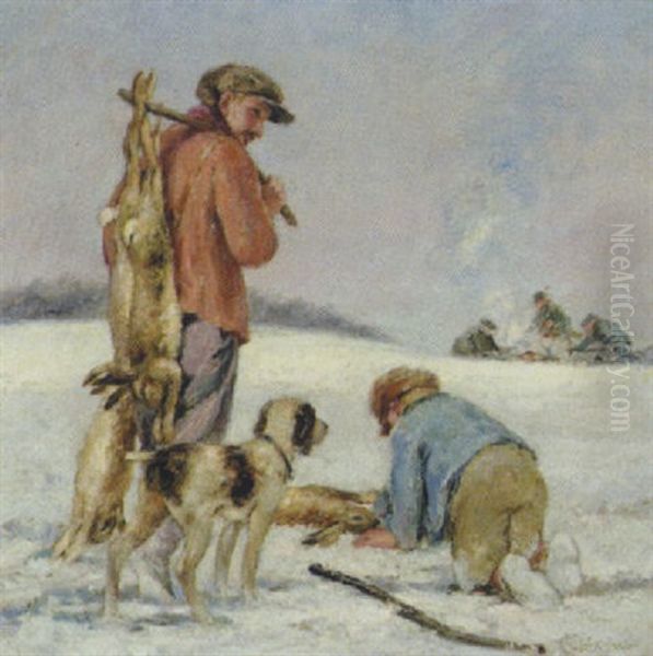 Nach Der Treibjagd Oil Painting by Karl Plueckebaum