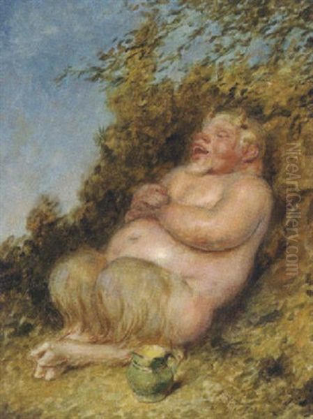 Satyr Oil Painting by Karl Plueckebaum