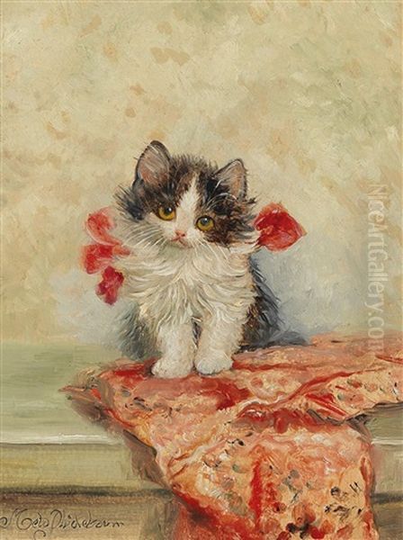 The Little Angora Cat Lassty Oil Painting by Meta Plueckebaum