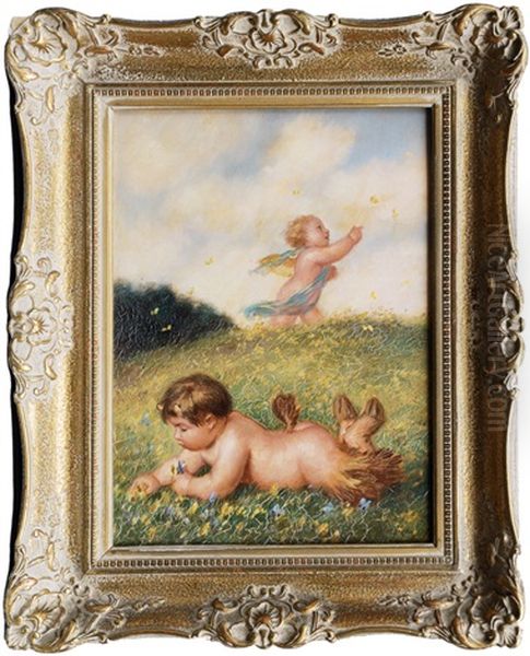 Faun And Nymph Oil Painting by Meta Plueckebaum