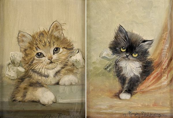 Katze (+ Another; 2 Works) Oil Painting by Meta Plueckebaum