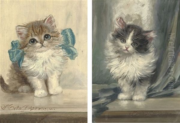 The Blue Ribbon (+ A Furry Friend; Pair) Oil Painting by Meta Plueckebaum