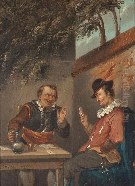 Das Kartenspiel Oil Painting by Johannes Mattheus Bogman