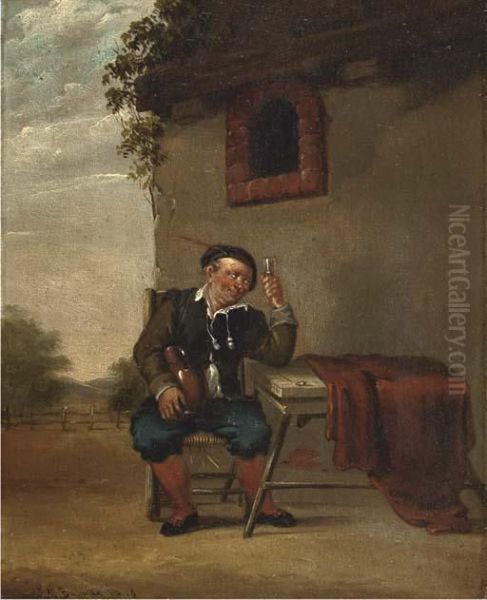 Eating; And Drinking Oil Painting by Johannes Mattheus Bogman