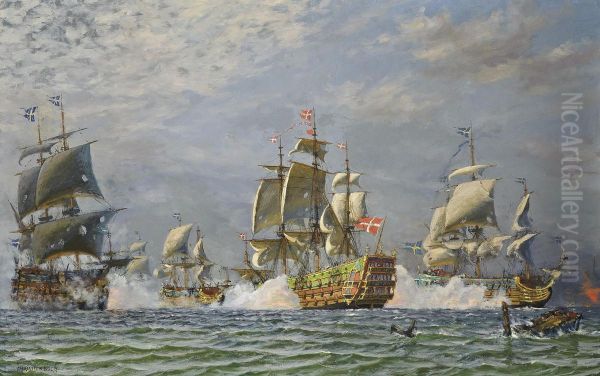 The Battle Of Koge Bay, Denmark Oil Painting by Christian Bogo