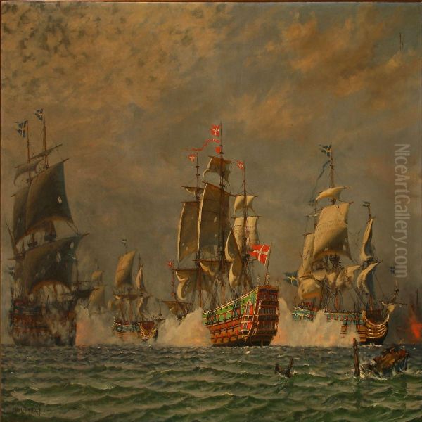 The Battle Of Koge Bay, Denmark. Oil Painting by Christian Bogo