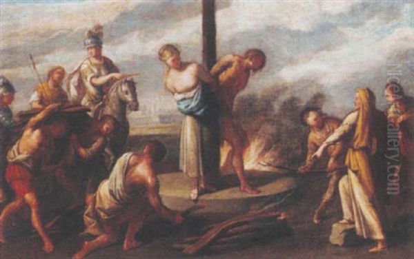 A Martyrdom By Fire Of Two Saints Oil Painting by Giacomo del Po