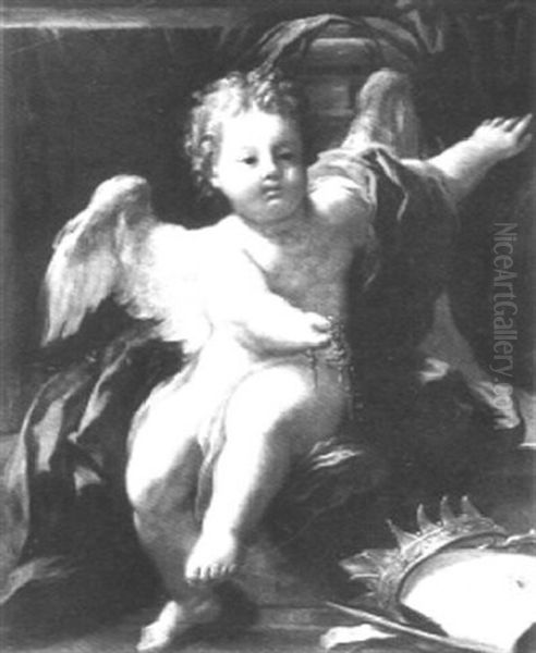 Cherubino Con Simboli Episcopali Oil Painting by Giacomo del Po