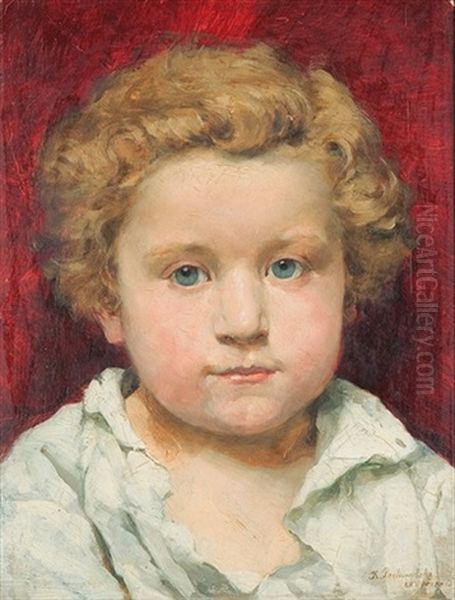 Light-haired Child Oil Painting by Kazimierz Pochwalski